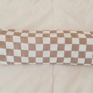 Tan Checkered Muslin Swaddle Blanket